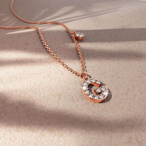 Solid 925 Sterling Silver Initial Crystal Personalised Alphabet Letter Necklace Rose Gold Filled